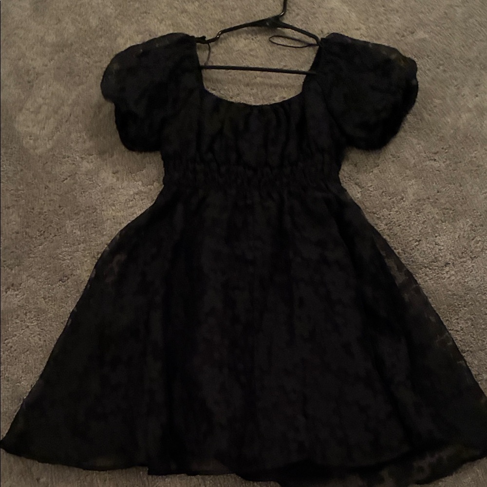 Elegant Black Puff Sleeve Dress worn once